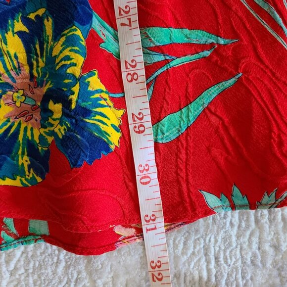 Vintage UMI Collection by Anne Crimmins Silk Skirt Red Floral Size 14 Hong Kong - Picture 9 of 11